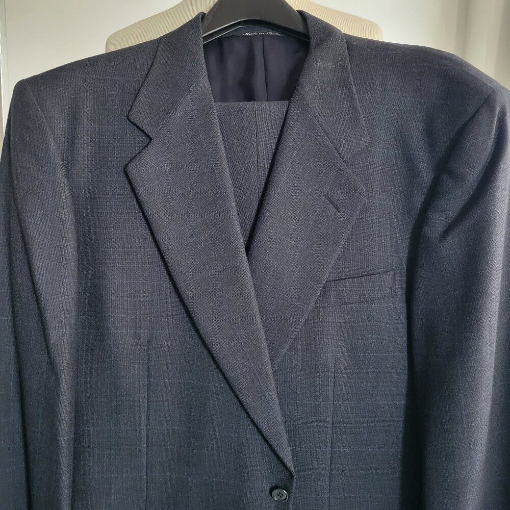 NWT Canali Men’s Italian 100% Wool Suit 46R Blue Gray Double Breasted Made Italy